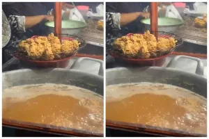 Aksi pedagang gorengan tunjukkan fungsi lain besi kipas angin ini kreatif, bikin takjub