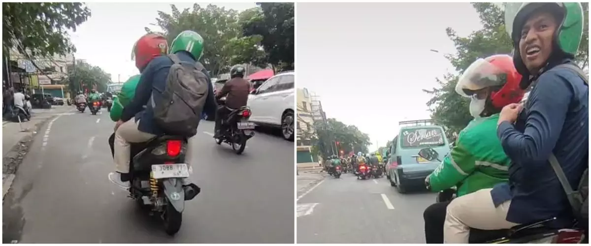 Kejar penumpangnya yang salah naik ojek online, aksi driver kejar-kejaran di jalan ini bikin ngakak