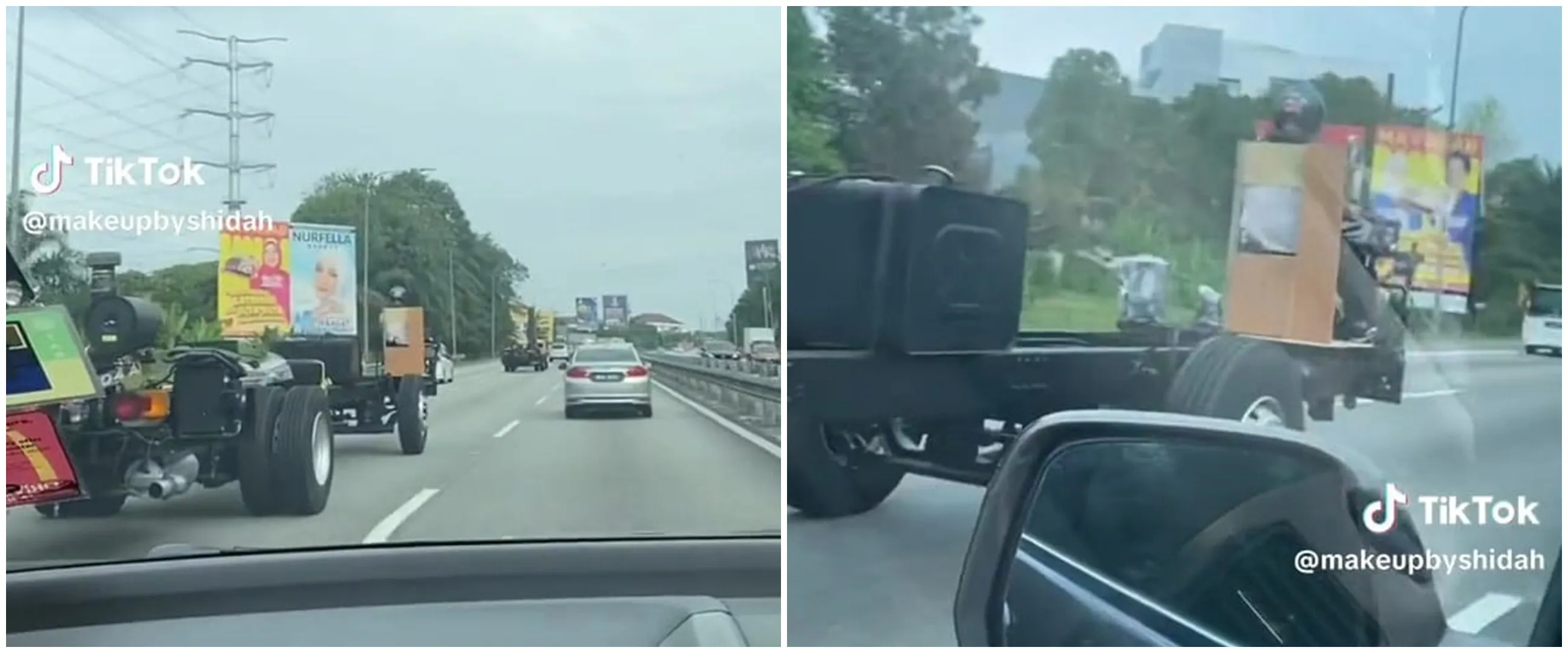 Kendarai mobil dengan desain super nyeleh, aksi pengendara ini bikin ngilu