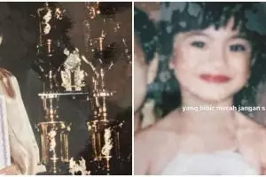 Wajahnya manglingi, begini potret masa kecil 13 seleb saat dirias makeup tebal
