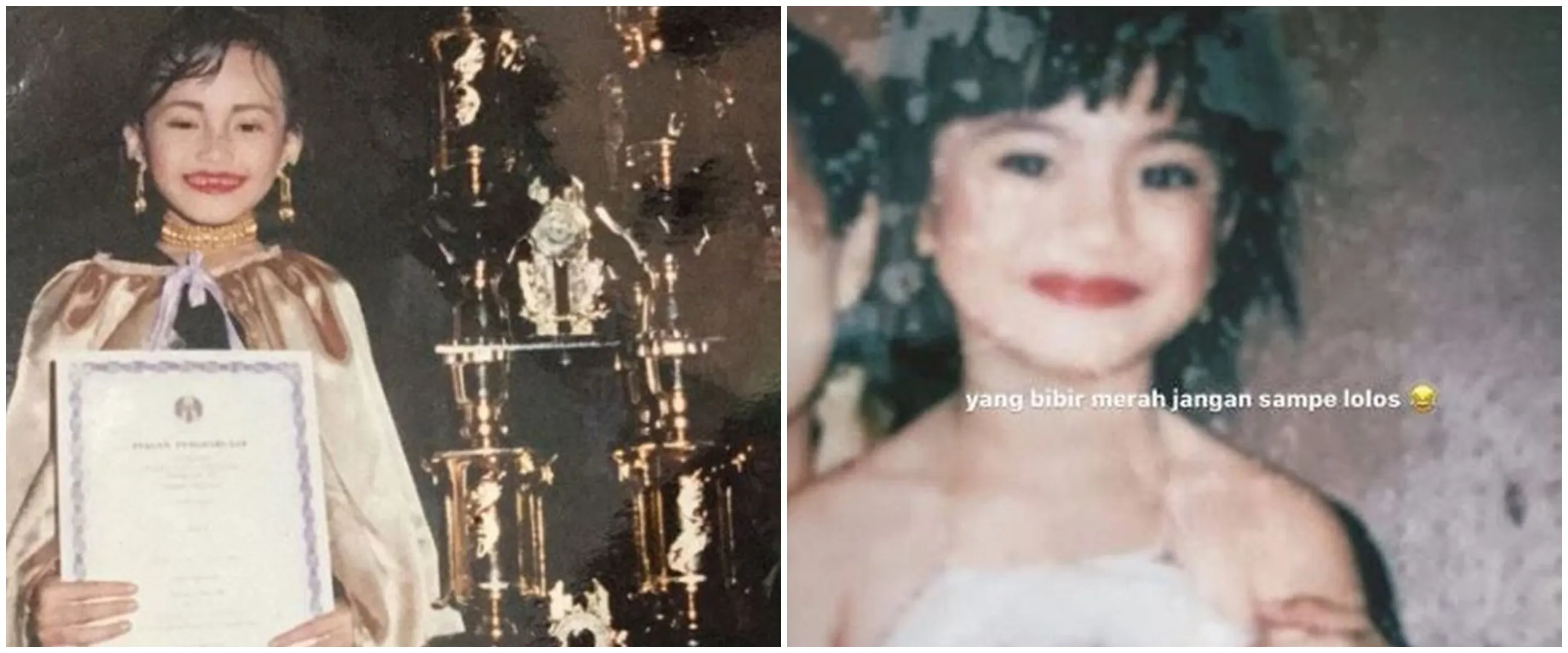 Wajahnya manglingi, begini potret masa kecil 13 seleb saat dirias makeup tebal