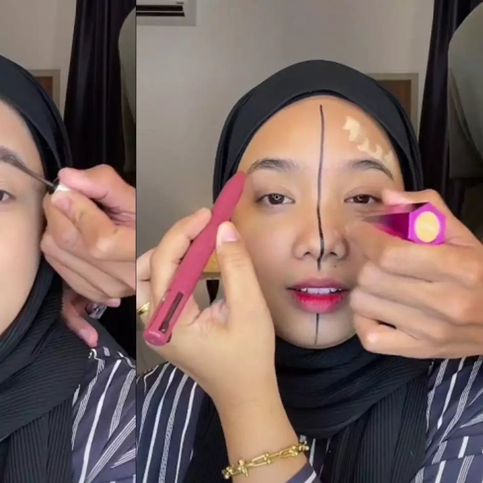Wanita ini bandingkan makeup buatan suami vs miliknya, hasil riasan sang istri kalah telak
