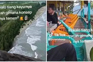 Nongkrong berasa uji nyali, potret warung di pinggir jurang ini bikin pengunjung auto deg-degan