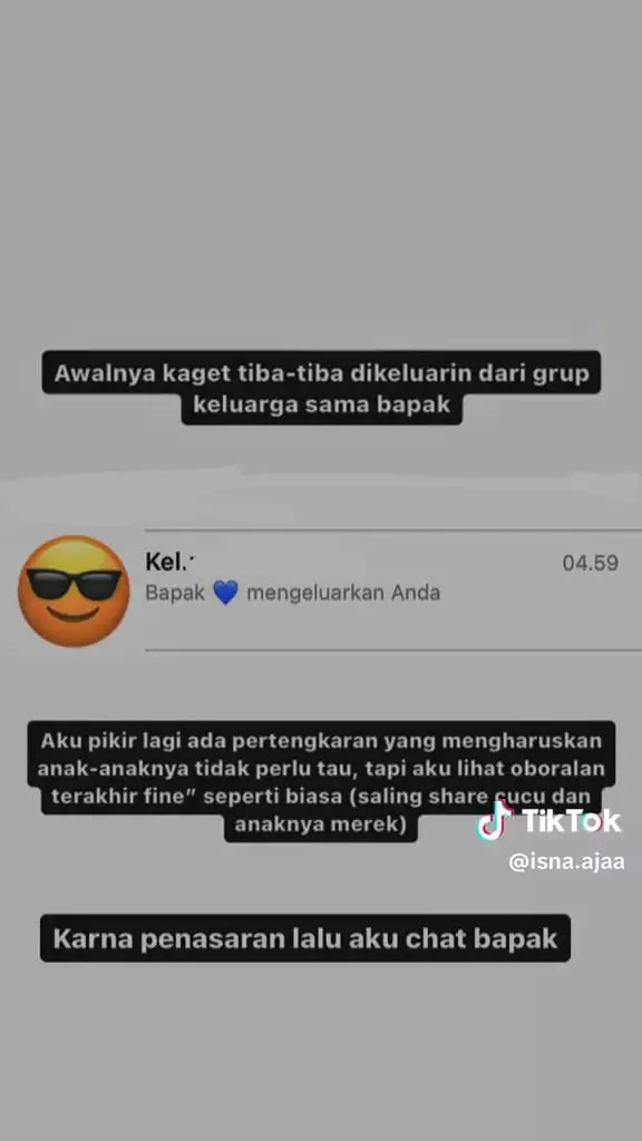 Perempuan dikick dari grup keluarga oleh bapak sendiri © TikTok