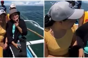 Viral momen wanita kehilangan ponsel saat naik perahu di laut ini bikin heran, endingnya nyesek abis