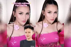 Begini jadinya kalau cowok recreate makeup barbie ala Ayu Ting Ting, hasilnya cantikan mana?