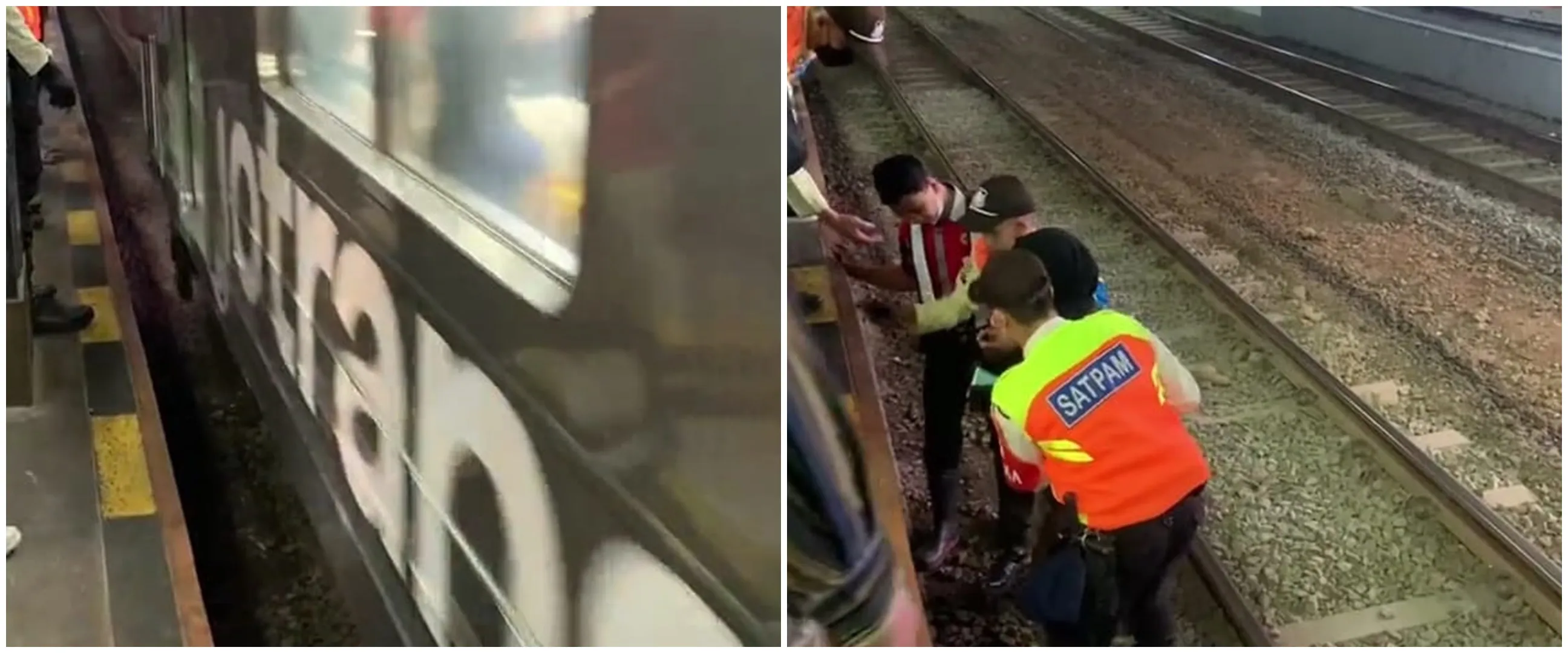 Momen heroik petugas stasiun selamatkan wanita yang jatuh ke rel kereta api, aksinya bikin deg-degan