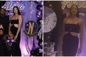 9 Potret Kimmy Jayanti cosplay Morticia dari The Addams di hari ulang tahun anak, dipuji mirip Rihanna