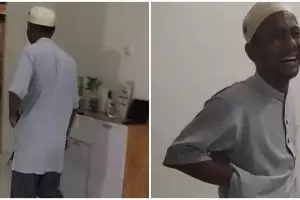 Momen kocak ayah tinggalkan anak di masjid usai salat, ekspresinya nge-lag kebingungan