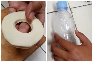 Bermodal botol bekas, aksi kreatif warganet cetak donat ini bikin hasilnya lebih cepat rapi