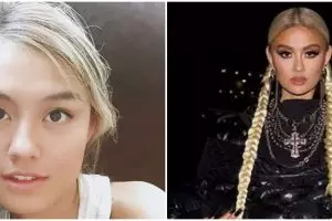 Kerap tampil dengan riasan nyentrik, ini 9 potret Agnez Monica saat pakai vs tanpa makeup