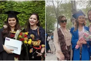 Gaya 7 seleb dampingi anak wisuda di luar negeri, Dewi Gita anggun bak wanita Jawa