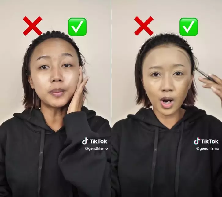 beda makeup natural vs medok © TikTok