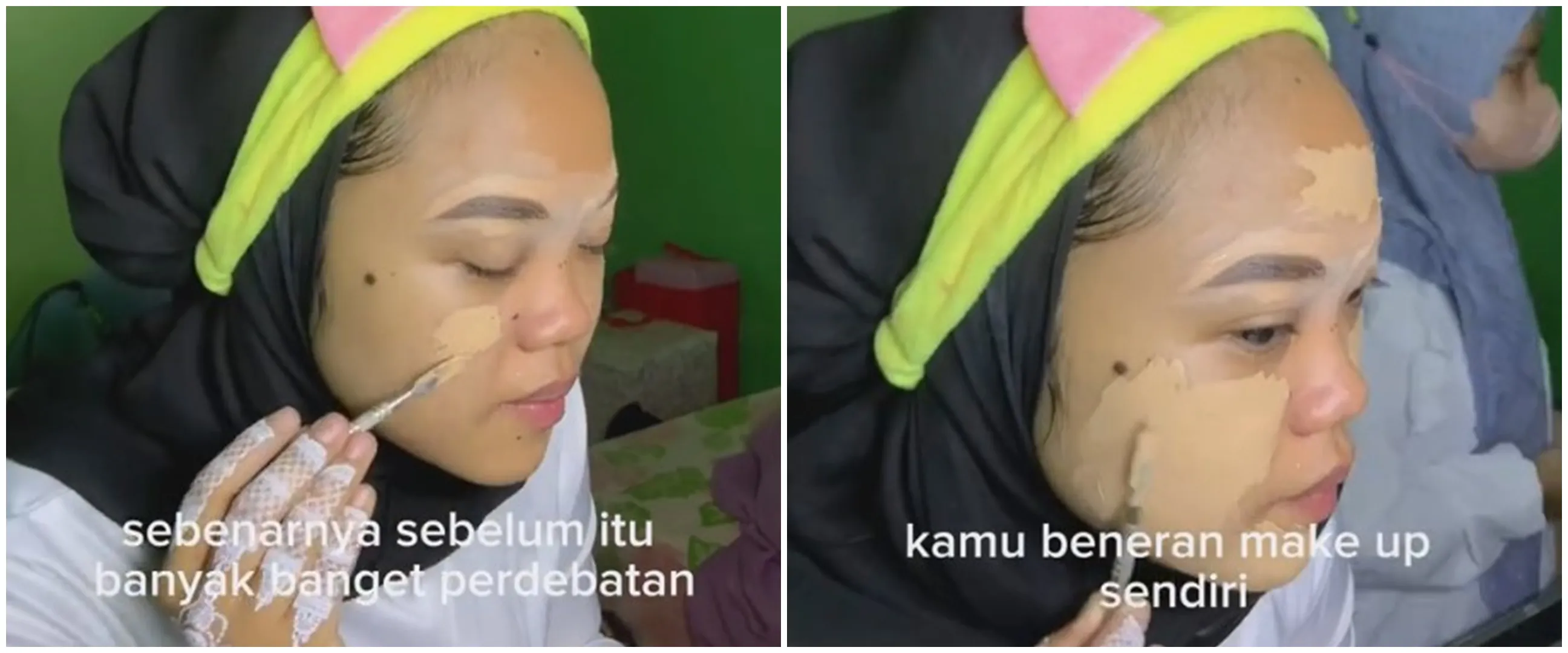 Skill-nya diragukan, wanita ini tetap mantap lakukan makeup pengantin sendiri, hasilnya di luar dugaan