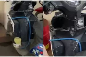 Heboh wanita ini temukan motor super nyeleneh di parkiran, spionnya bikin gagal fokus
