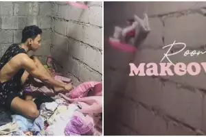 Pria renovasi kamar kumuh pacarnya jadi estetik pakai ranjang tingkat, ini 9 potret transformasinya