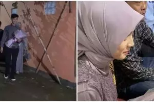 Momen lamaran sepasang kekasih ini tanpa dekorasi dan MUA profesional, begini potret khidmatnya