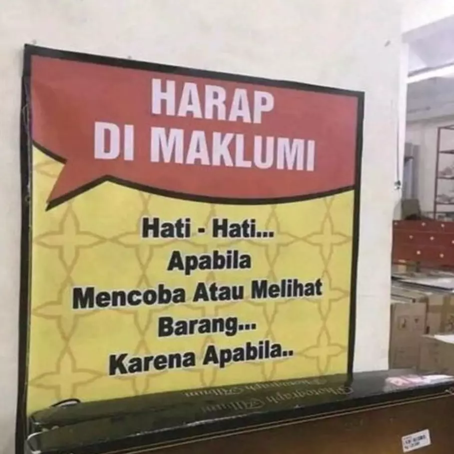 11 Potret kocak imbauan ini tulisannya nggak lengkap, bacanya jadi bingung
