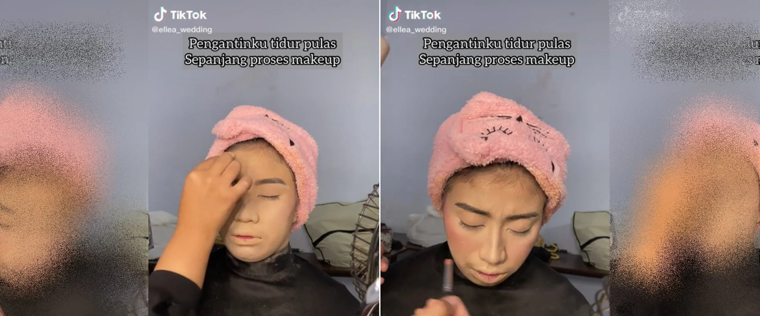 Pengantin tertidur sepanjang makeup ini menguji skill dan kesabaran MUA, kepala sampai dipegangin
