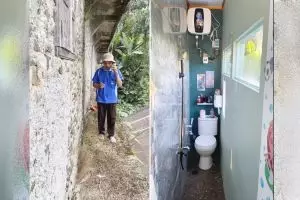 Kamar mandi ramping dibangun di lahan sempit bak gang senggol dalamnya mewah & estetik, 9 potretnya