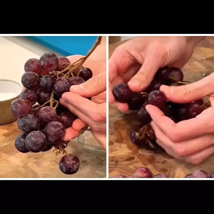 Bukan direndam, begini cara melunturkan lapisan lilin pada anggur pakai 2 bahan dapur