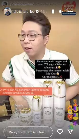 dr Richard Lee raih omzet 8 Miliar dalam 2,5 jam di Live Streaming Shopee © 2023 brilio.net