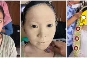 Pengantin Jawa dimakeup dempul tebal seluruh muka, bukan medok hasilnya malah flawless bak cewek Korea
