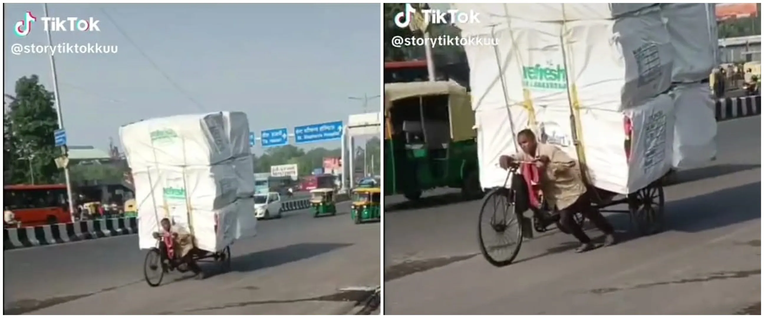 Momen pengendara bantu dorong sepeda kakek yang angkut barang segede gaban ini bikin haru dan kagum
