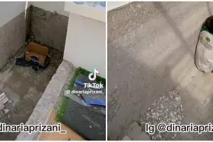 Kolam ikan disulap jadi toilet estetik dengan view awan, 11 potret transformasinya ini bikin takjub