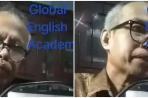 Cara pria tua mengajar bahasa Inggris sambil live TikTok ini nggak biasa, peralatannya bikin kagum