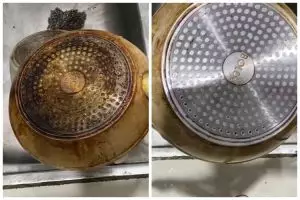 Cuma pakai 2 bahan dapur, ini cara lunturkan noda gosong di pantat panci tanpa direndam