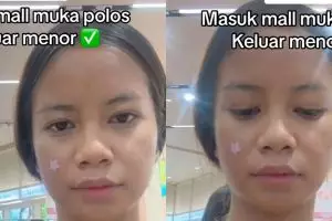 Datang dengan wajah polosan, wanita ini bagikan trik tampil full makeup di mall dengan modal Rp 0