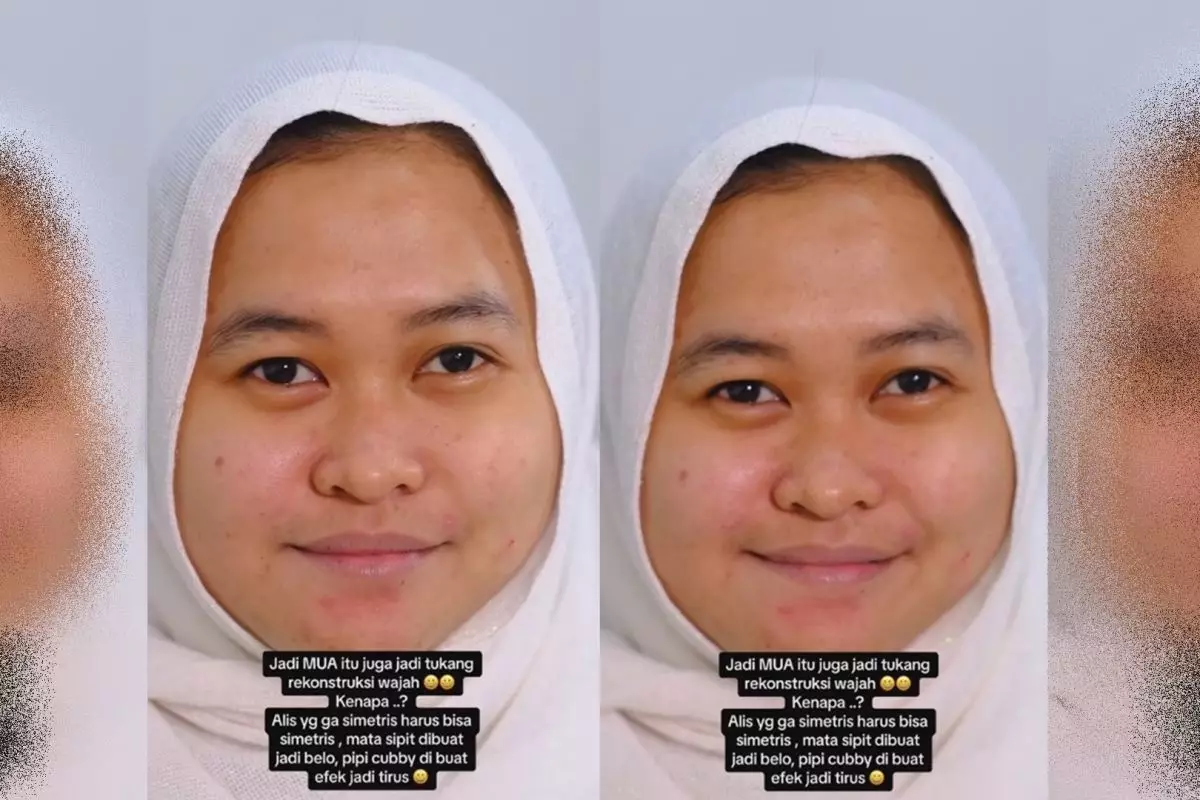 MUA jadi 'tukang' rekonstruksi wajah, pengantin pipi besar sebelah ini dirias lebih simetris dan tirus