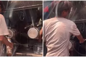 Momen pria diam-diam ambil bensin dari truk tangki di jalanan, disebut normal day di Jakarta Utara