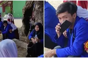Momen kocak siswa SD nempel banget dengan mahasiswa KKN, didoakan jadi jodoh masa depan