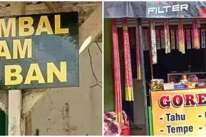 11 Tulisan lucu pada warung ini bikin puyeng, perlu dilihat dua kali baru paham