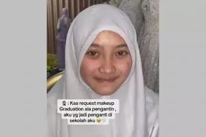 Gadis ini ingin dirias makeup mirip pengantin saat wisuda, hasilnya justru bikin warganet tercengang