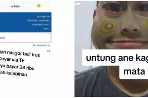 Momen tukang nasi goreng kembalikan uang salah transfer pelanggan, nominalnya bikin melongo