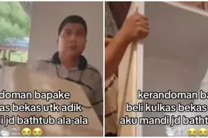 Bapak ini sulap kulkas bekas jadi bathtub buat anak, penampakannya bikin kagum