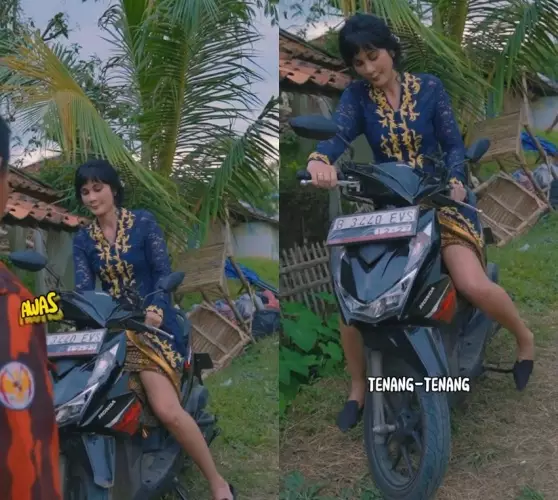 Luna Maya naik motor pakai kebaya © TikTok