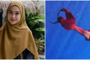 Sambut kemerdekaan, 7 potret aksi 'mermaid' Ria Ricis bentangkan Merah Putih di dalam air ini dipuji