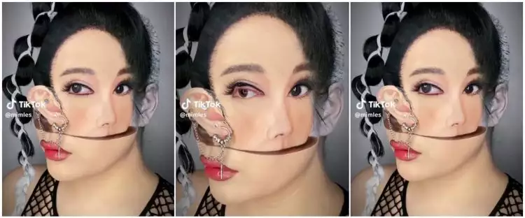 Bukti makeup lebih dahsyat dari photoshop, potret wanita sulap wajahnya jadi abstrak ini menipu mata