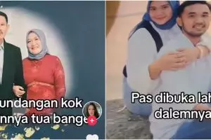 Desain undangan nikahan ini covernya malah pakai foto orang tua, bikin bertanya siapa yang nikah ya?