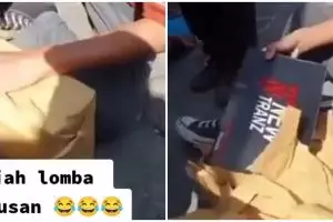 Dikira sepatu mewah, hadiah lomba Agustusan pas dibuka ini isinya bikin ketawa pedih