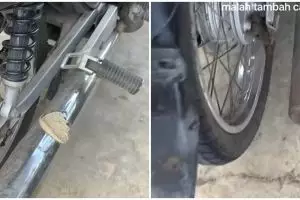 Sol sepatu wanita ini meleleh kena knalpot saat berkendara, penampakannya bikin melongo