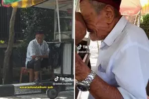 Tak mau jadi beban anak, kisah kakek usia 100 tahun jualan lumpia di pinggir jalan bikin haru