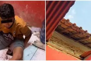 Bocah ini hancurkan atap rumah tetangga cuma gegara layangan putus, tingkahnya di luar dugaan