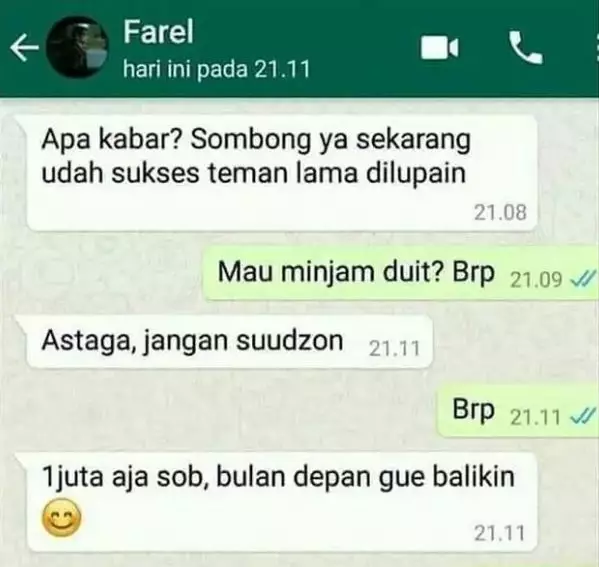 Chat lucu teman nanya kabar ini endingnya malah pinjam uang Berbagai sumber Chat lucu teman nanya kabar ini endingnya malah pinjam uang Berbagai sumber