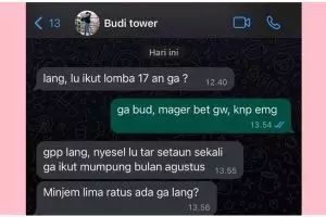13 Chat lucu teman nanya kabar ini endingnya malah pinjam uang, bikin kesal sambil tarik nafas