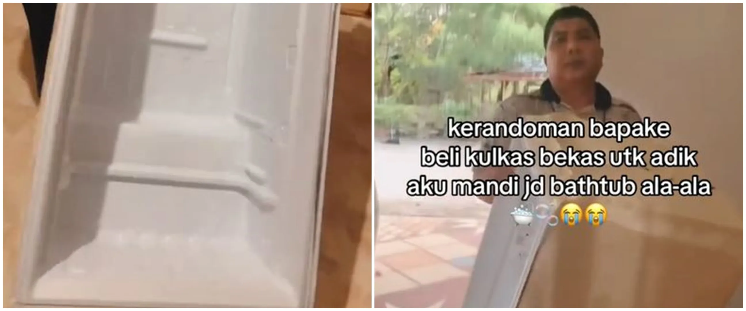Awalnya dikira nyeleneh, ide unik ayah sulap kulkas bekas jadi bathtub mandi anaknya ini kreatif pol